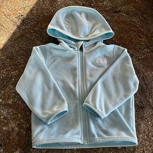 north face fleece jacket toddler 12-18 months light blue boy girl baby hood